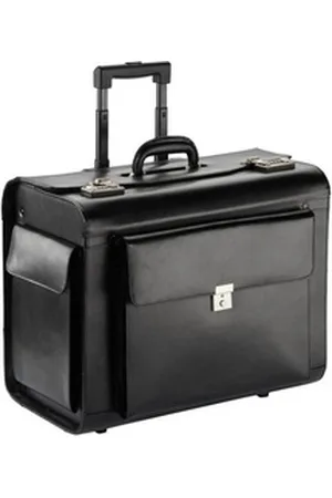 Dermata Business-Trolley - Koffer aus Rindleder - 49,5 x 40 x 27 cm - schwarz schwarz