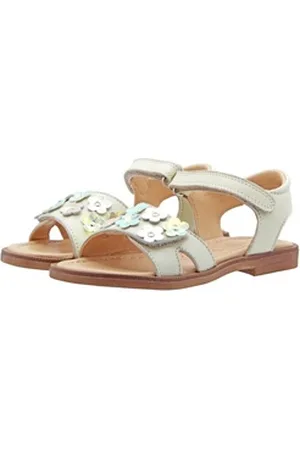 Dianetti Sandalen Mädchen 9957 Leder Klett Gelb Blumen Sandalette 29 EU