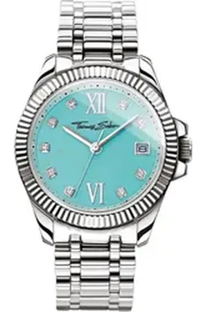 Thomas Sabo Quarzuhr DIVINE WA0317-201-215-33 MM, Armbanduhr, Damenuhr, Datum, Mineralglas mit Saphirbeschichtung silberfarben