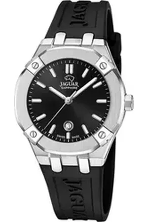 Jaguar Quarzuhr Damenuhr Silikon schwarz , (Analoguhr), Damen Armbanduhr rund, Silikonarmband schwarz schwarz
