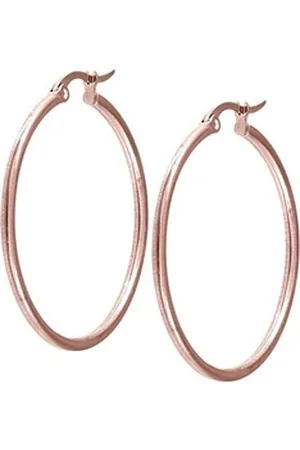 Karisma Paar Creolen 1 Paar Klassische Damen Edelstahl 316 L Stärke 2mm, ERH-01 Farbwahl - Rosegold, 35mm
