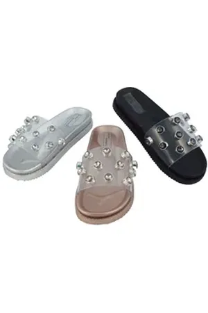 Linea Damen Fubett badeschuhe Pantoletten Florenz Schlappen silberfarben