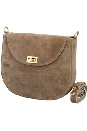 Adel Bags Umhängetasche Halbmond Damen Schultertasche, echtes Wildleder, Innen und Hintentasche mit Reißverschluss, hergestellt in Italien