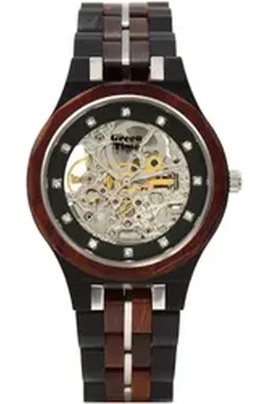 Green Time Automatikuhr ZW178B, Armbanduhr, Damenuhr, Holzuhr, Leuchtzeiger braun