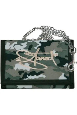 2Stoned Geldbörse Wallet Classic mit Kette und Klettverschluß für Erwachsene u. Kinder, verchromte Kette mit Karabiner grau
