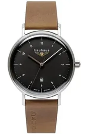 Bauhaus Quarzuhr 2142-2, Armbanduhr, Herrenuhr, Datum, Lederarmband, Made in Germany braun