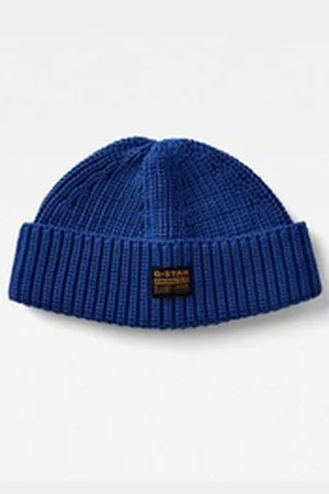 G-Star Strickmütze Originals Fisherman Beanie mit Label blau