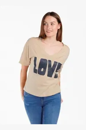Key Largo T-Shirt WT LONELY v-neck beige|braun S