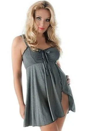 Andalea Negligé Negligee aus Baumwolle Babydoll Chemise grau Work Kollektion grau 38/40