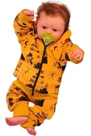 La Bortini Jogginganzug Baby Anzug Jacke und Hose in Senfgelb schwarz gemustert, gelb-schwarz, elastisch 62 68 74 80 86 gelb 62-68 (ETT68)