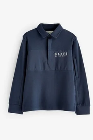 Ted Baker Langarm-Poloshirt Langarm-Poloshirt mit Einsatz (1-tlg) blau 116 (6 J.)