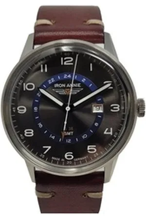 Iron Annie Quarzuhr, Herrenuhr mit Vintage Lederband Serie G38 Quarz GMT Datum 5342-4