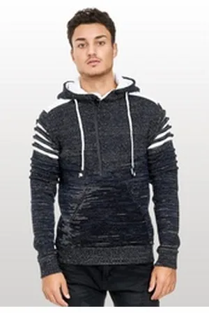 Rusty Neal Kapuzensweatshirt in modernem Strickdesign blau L