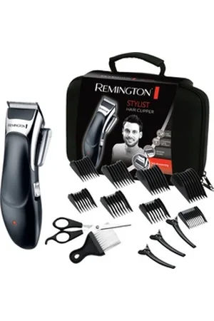 Remington Haarschneider Stylist, HC363C -, inkl. Zubehör, für Herren - 8 Kammaufsätze, kabellos, Profi-Koffer schwarz|silberfarben