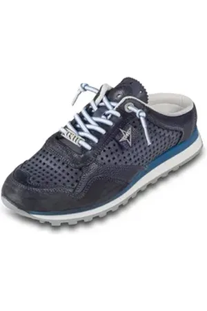 Cetti Leichte Herren Sneaker Mule, dunkel blau / grau, Kalbsleder perforiert Sneaker Gefertigt in Spanien 43 EU