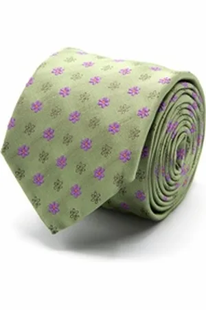 BGents Krawatte Seiden-Jacquard Krawatte mit Blüten-Muster Breit (8 cm) grün