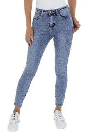 Ital-Design Skinny-fit-Jeans Damen Freizeit (80610515) Used-Look Stretch High Waist Jeans in Blau blau 25