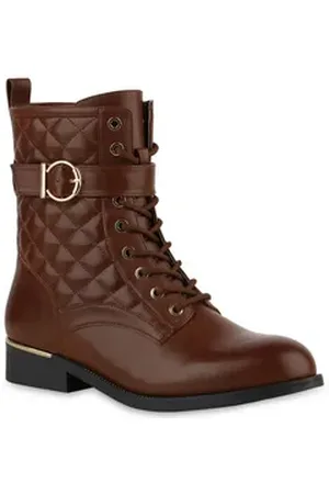 VAN HILL 840811 Damen Übergrößen Schnürstiefelette Schuhe braun 42 EU