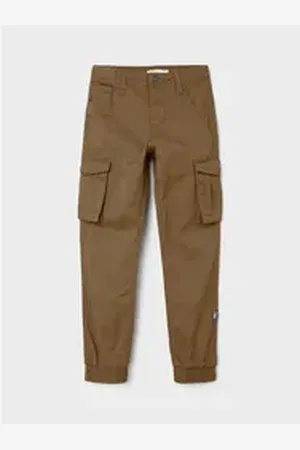 NAME IT Cargohose Cargo Hose für Jungen Jogger Chino Freizeithose NKMRYAN NKMRYAN CARGO R TWI PANT 2222-BA NOOS braun|grün 146