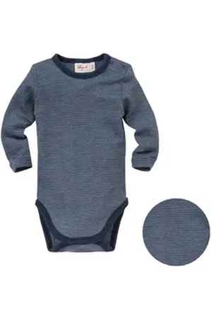 People Wear Organic Langarmbody aus Wolle und Seide blau 98/104