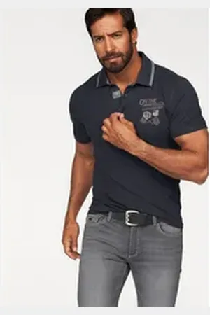 ARIZONA Poloshirt Kurzarm, mit Rippbündchen, Polokragen mit Knöpfen blau 4XL (68/70)