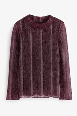 Next Stehkragenshirt Netzstoffoberteil mit Glitzer und Stehkragen (2-tlg) rosa 146 (11 J.)