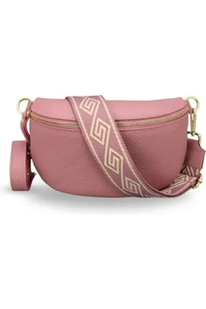 Adel Bags Bauchtasche Damen mit goldenem Reißverschluss, Bauchtasche Leder, hergestellt in Italien, mit 2 Riemen rosa