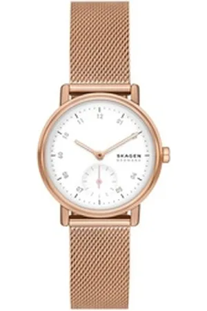 Skagen Quarzuhr KUPPEL LILLE SKW3099, Armbanduhr, Damenuhr, dezentrale Sekunde, Edelstahlarmband goldfarben