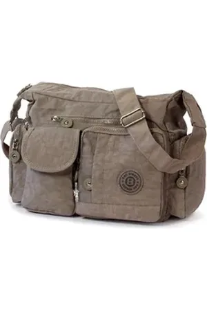 Bag Street Schultertasche Nylon Tasche Damenhandtasche (Schultertasche, Schultertasche), Jugend, Damen Tasche strapazierfähiges Textilnylon stone (grau, braun) braun|grau