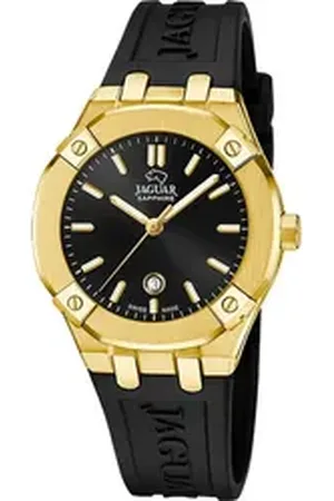 Jaguar Quarzuhr Damenuhr Silikon schwarz , (Analoguhr), Damen Armbanduhr rund, Silikonarmband schwarz schwarz