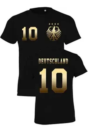 Youth Designz T-Shirt Deutschland Kinder T-Shirt im Fußball Trikot Look EM 2024 mit trendigem Motiv goldfarben|schwarz 106-116 (6 Jahre)