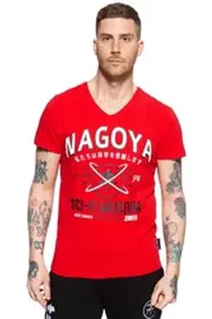 Akito tanaka T-Shirt City Code (1-tlg) mit Kontrast-Print rot L