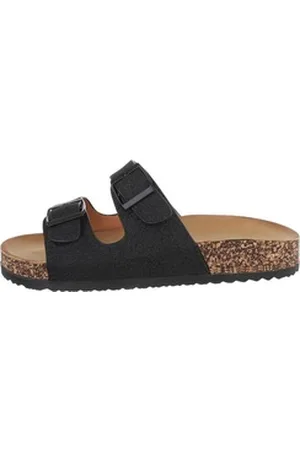 Ital-Design Damen Mules Freizeit Pantolette Flach Pantoletten in Schwarz schwarz 37 EU