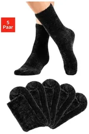 Lavana Kuschelsocken (Packung, 5-Paar) Bettsocken aus weichem, leicht glänzendem Chenillegarn schwarz 39-42