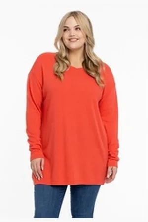 Yoek Longpullover Damen Pullover Große Größen orange 42/44