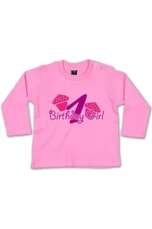 G-graphics Longsleeve 1 – Birthday Girl Baby Sweater / Longsleeve T als Geschenk zum ersten Geburtstag rosa 6-12 Monate