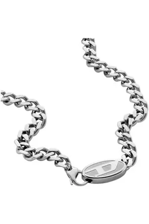 Diesel Kette mit Anhänger Schmuck Geschenk Edelstahl Halskette Panzerkette, DX1509040 silberfarben