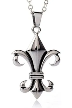 Karisma Kette mit Anhänger Edelstahl Anhänger Boubonische Lilie Männerschmuck Hochglänzendmit Kette- PU-017 - 50.0 Zentimeter