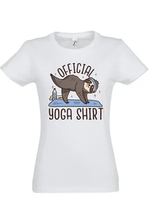 Youth Designz T-Shirt Official Yoga Damen Shirt mit lustigem Faultier Frontprint weiß L
