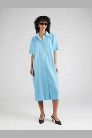 Mads Norgaard Midikleid Canaria (1-tlg) Drapiert/gerafft blau S