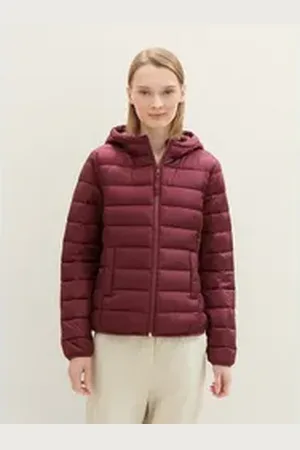 TOM TAILOR Denim Steppjacke Lightweight Steppjacke mit Kapuze rot XS