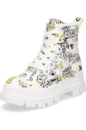 Buffalo Damen Schnürboot Aspha Graffiti weiß Sommerboots bunt|weiß 38 EU