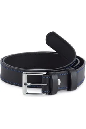 Ladeheid Ledergürtel Kinder Gürtel Ledergürtel 2,5 cm Breit K1D5 blau|schwarz 70 cm