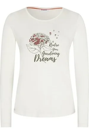 Gardena T-Shirt mit Blumen-Motiv vorne (1, 1-tlg) weiß L