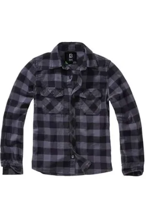 Brandit Brandit Langarmhemd Brandit Unisex Checkshirt Kids (1-tlg) schwarz 146/152