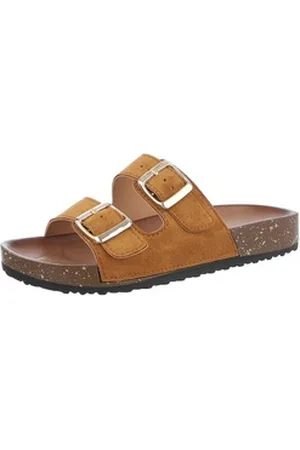 Ital-Design Damen Mules Freizeit Pantolette (86192760) Flach Pantoletten in Camel braun 36 EU