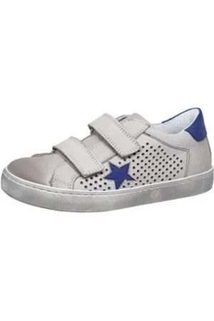 Dianetti Sneaker Halbschuh für Kinder 9173C Italien Leder Beige Blau Klett Sneaker EUR 32