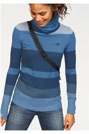 KangaROOS Rollkragenpullover gestreift mit hohem Stehkragen blau 40/42 (M)