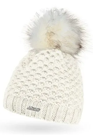 Neverless Bommelmütze Damen Winter-Mütze Strick Fleecefutter Kunstfell-Bommel Pudelmütze Win beige