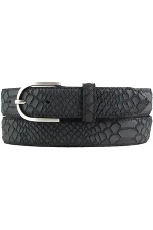BELTINGER Ledergürtel Kinder-Gürtel mit Pythonprägung 3 cm - Leder-Gürtel für Mädchen 30mm S (1-St) schwarz|silberfarben